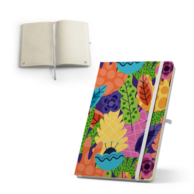 ANNE SUB. Bloco de notas A5 em poliéster reciclado (100 rPET) 300D, ideal para personalização em sublimação